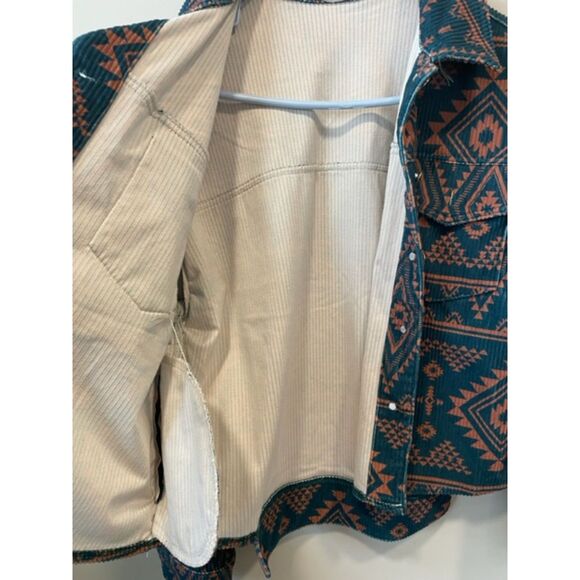 Dusty Corduroy Teal Sunset Aztec Western Jacket Women's Sz S - Picture 4 of 12